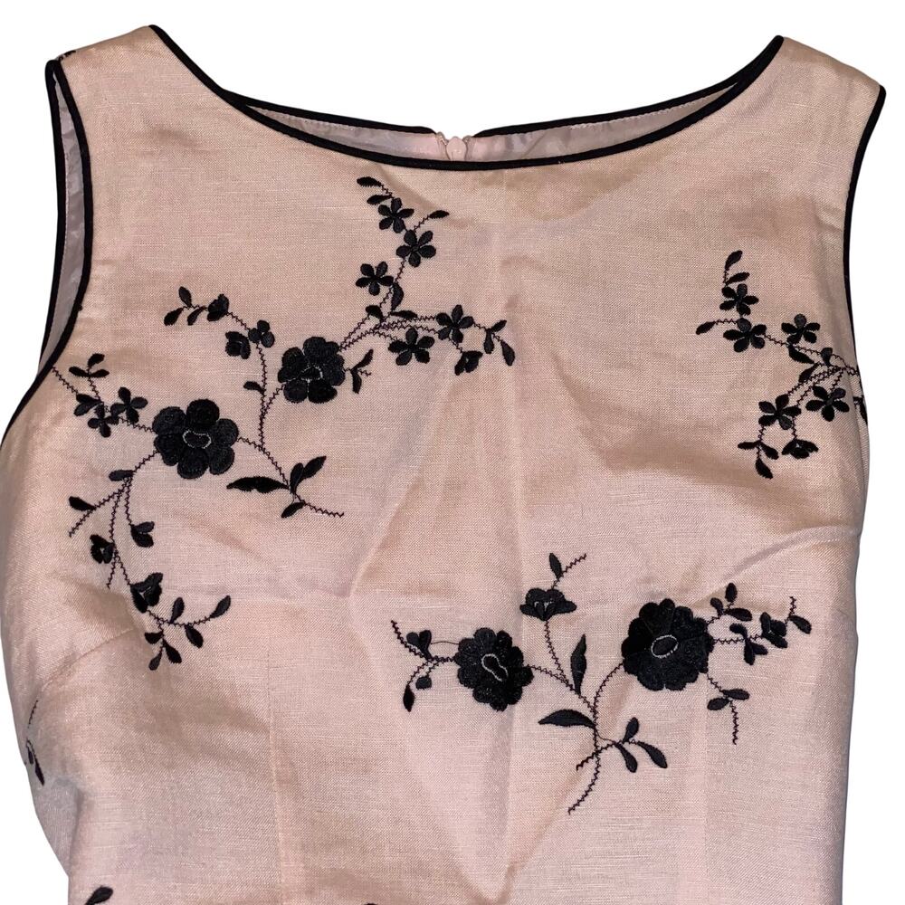 Vintage Romantic Floral Embroidered Coquette Pastel Dusty Pink Soft Midi Dress - Picture 13 of 13